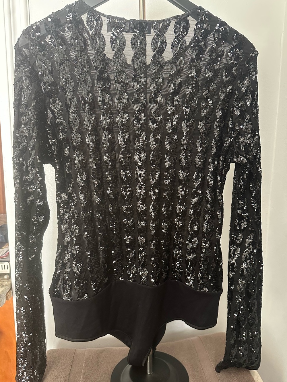 Polo Ralph Lauren Cable Sequin Long Sleeve Bodysuit black size XL - Picture 10 of 13